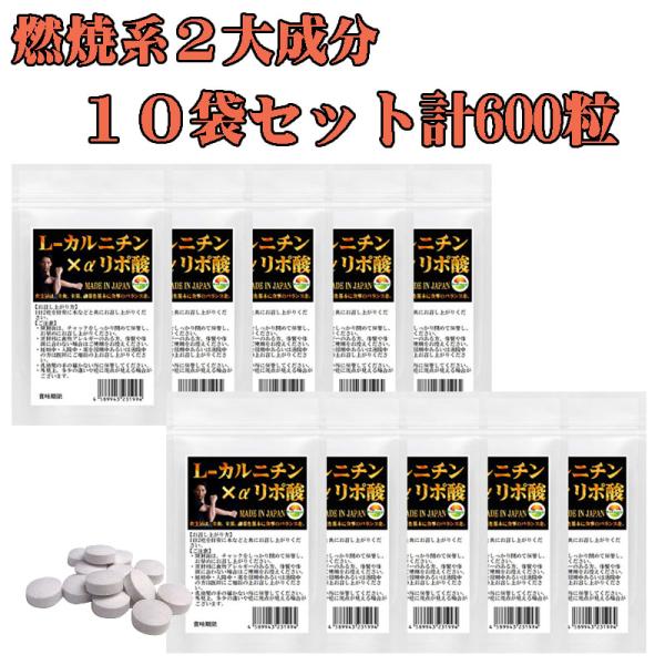 まとめ売り L-カルニチン αリポ酸 サプリ １０袋セット 約10か月分 燃焼系 ダブル配合 爆買