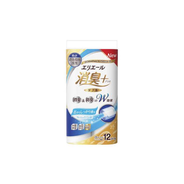 他サイト： エリエール消臭＋トイレットティシュー芯からしっかり香るフレッシュクリアの香り１２Ｒ（ダブル）の商品画像
