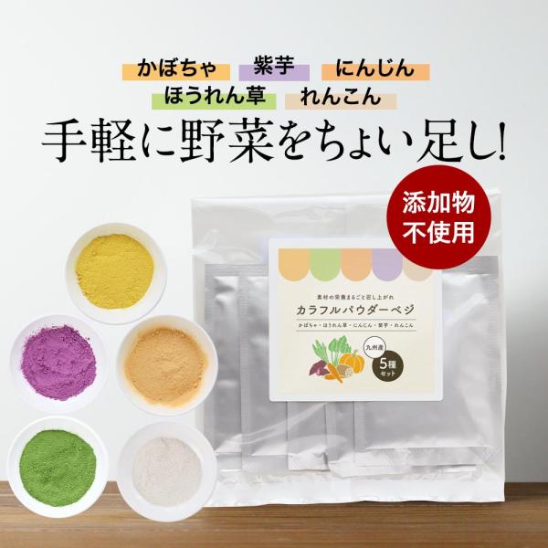 野菜 パウダー 離乳食 無添加 5種セット 50ｇ(10ｇ×5袋) 国産 ほうれん草 かぼちゃ にんじん れんこん 紫芋 送料無料 殺菌済 粉末  パウダー 子供 介護食 栄養 :h00047201:訳あり屋 通販 