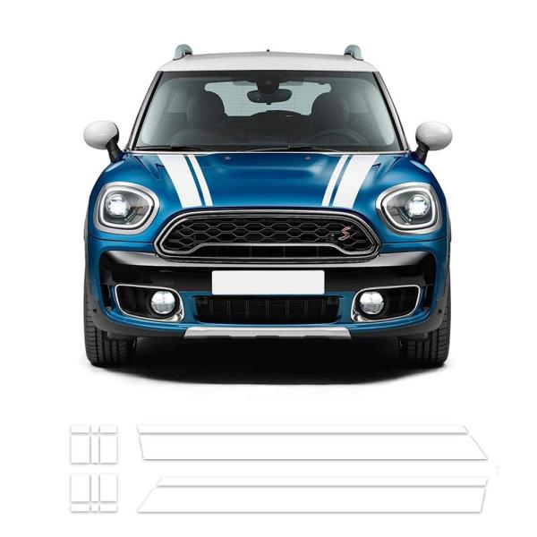 ボンネットストライプ柄シールボンネットスーツケース後部シールCountryman F 60互換2017-2024 (White)