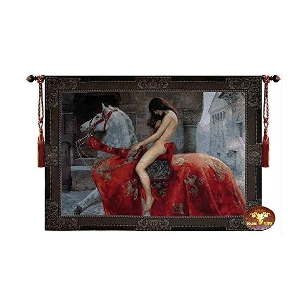 美しい女性 ゴディバ婦人 ジャカード織りタペストリー ウォールアート / Beautiful Lady Godiva Fine Ta