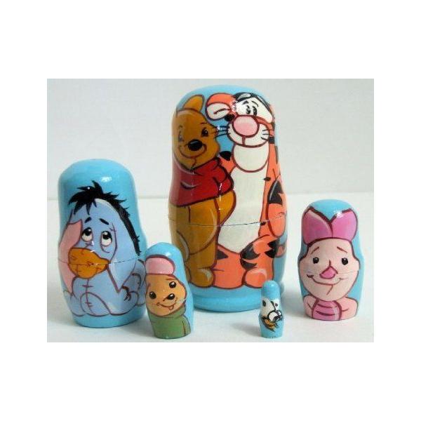 5pcs Hand Painted Russian Nesting Doll of WINNIE THE POOH MEDIUM ドール 人形 フィギュア