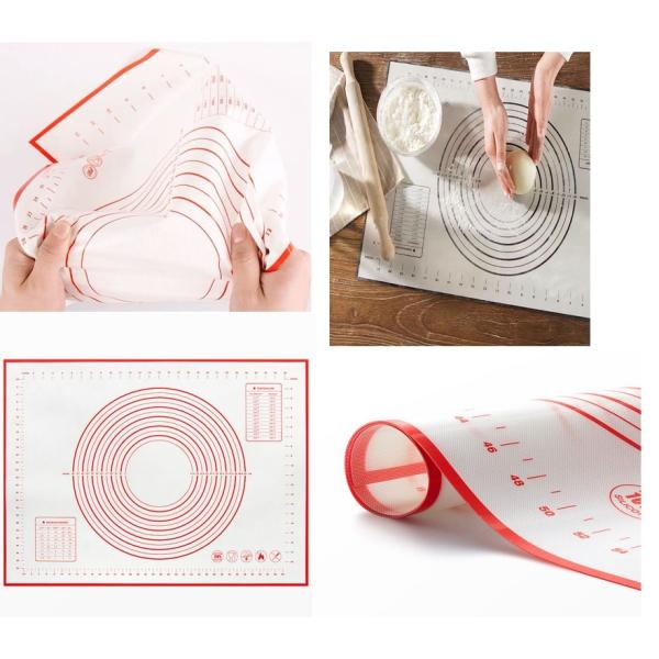 【クッキングマットサイズ】40＊60cm　大判サイズなので使いやすいです【目盛り付き】クッキングマットには4辺に1cm刻みで入ったスケールと、中央の円型ガイドは生地を測る際の目安となり便利。生地のサイズをはかる必要もなく、一目でわかります。...