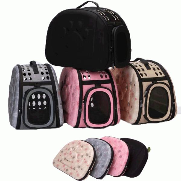 ●手提げと肩掛け2WAY●通気性が良いので、長時間中に居ても快適に過ごせる●使わない時に折り畳んで収納できるので省スペースで便利◇ ペットキャリーケース 仕様 ◇◆ カラー：ブラック、グレー、ピンク、ベージュ◆ サイズ：広げたサイズ：20×...