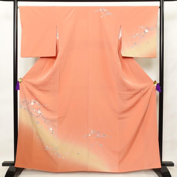 中古 訪問着 美品 加賀友禅 落款入り 作家物 正絹 花柄 袷仕立て 身丈
