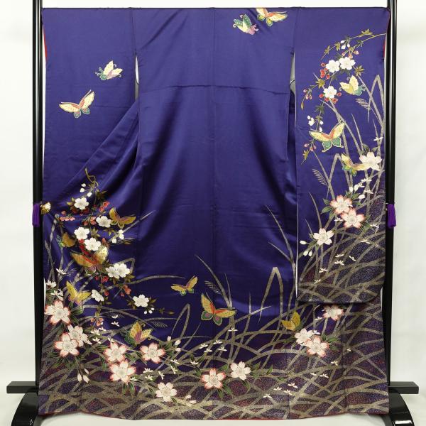 振袖 正絹 袷 蝶 藤 菊 緑 金通し 身丈約166cm 着物 状態良好 m374＊蝶 菊 藤 牡丹 着物 正絹 成人式 振袖 - メルカリ