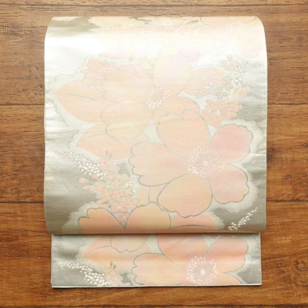 中古 袋帯 六通柄 良品 フォーマル用 正絹 花柄 金・銀 : 和ころも