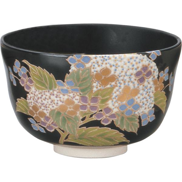 茶碗 黒仁清 紫陽花 宮地英香作 季節の茶碗 夏の茶道具 美術工芸 日本