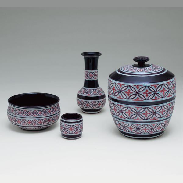 皆具 紫交趾 三段七宝 勝見永泉作 茶道 茶道具 : 和空間ヤフーショップ