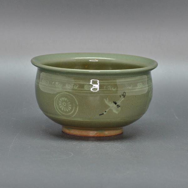 茶道具　中村与平作　青磁雲鶴　狂言袴　水指　時代箱　N　7745 茶道具 抹茶碗】 数茶碗 青磁雲鶴 5客 中村与平作 | 数茶碗 - CHATOWA