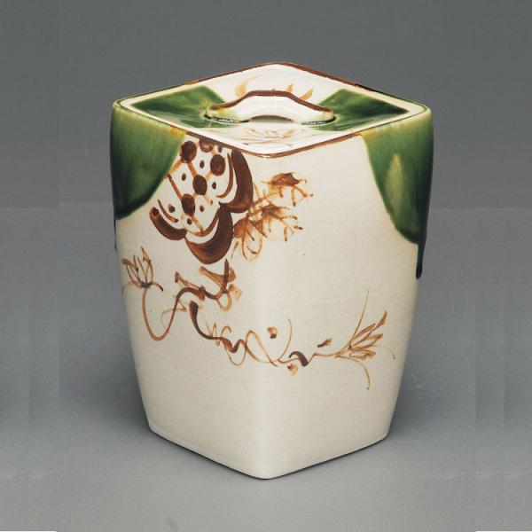 水指 織部 角 五陶作 茶道 茶道具 : 和空間ヤフーショップ - 通販