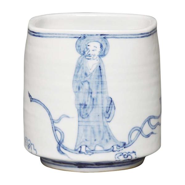 火入 染付羅漢四方 景徳鎮 王懐英作 煙草 莨 火入れ 茶道 茶道具 : 和