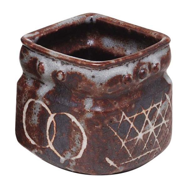 火入 四方 鼠志野 長谷川青峯作 煙草 莨 火入れ 茶道 茶道具 : 和空間