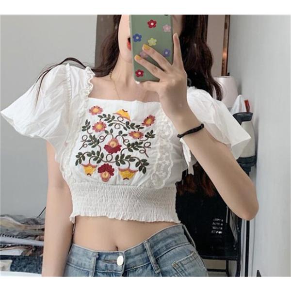 刺繍 半袖 ブラウス オシャレ 夏 Sweet系 Nsapopbtpc0169 Boutipue Esme 通販 Yahoo ショッピング