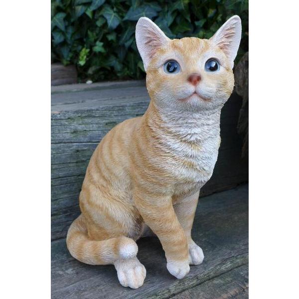 猫の置物 茶トラ猫L キャット ガーデンオブジェ CAT N12690