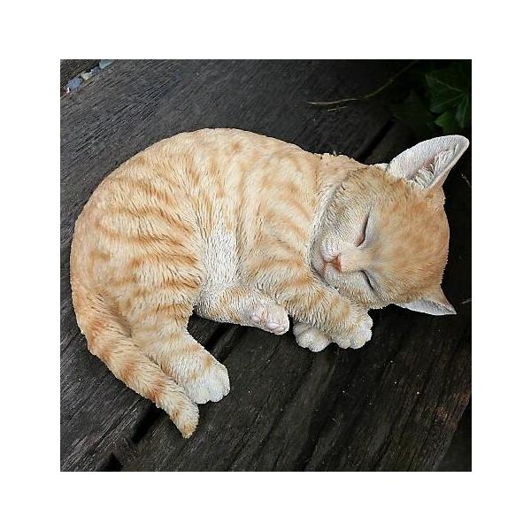 猫の置物 茶トラ猫 居眠り猫 T14223 キャット ガーデン