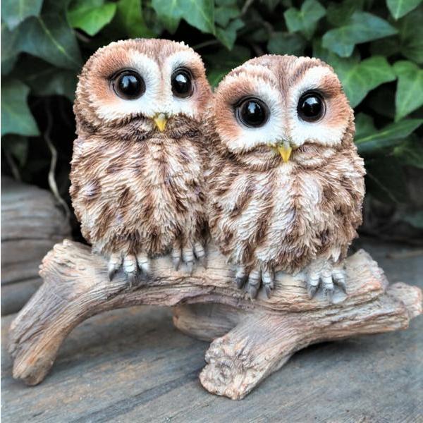 フクロウの置物 ふくろうペア N14028 ふくろうツイン オウル 鳥
