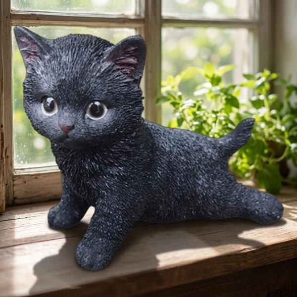 猫の置物 黒猫 子猫 のびのび Ｎ１５７２３ キャット ガーデンオブジェ ＣＡＴ 動物 オーナメント ネコ 雑貨 ガーデン オブジェ ガーデニング