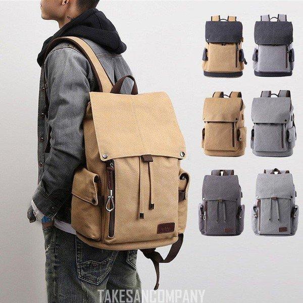 メンズ リュックサック コットンキャンパス Backpack ディパック 大容量 レトロ おしゃれ Backpack 男性用 フラップリュック 通学 ディパック 旅行 バックパック Xrxs キャンプ ワクワクストア Backpack 売れ筋値下