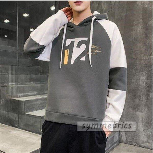 高品質の激安 スポーツ カジュアル おしゃれ プルオーバーパーカー 春物 パーカー 切り替え メンズ 長袖パーカー フード付き 春新作 パーカー サイズ M