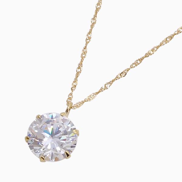 18金 ネックレス キュービックジルコニア 2カラット ペンダント K18 スクリュー チェーン 爆買