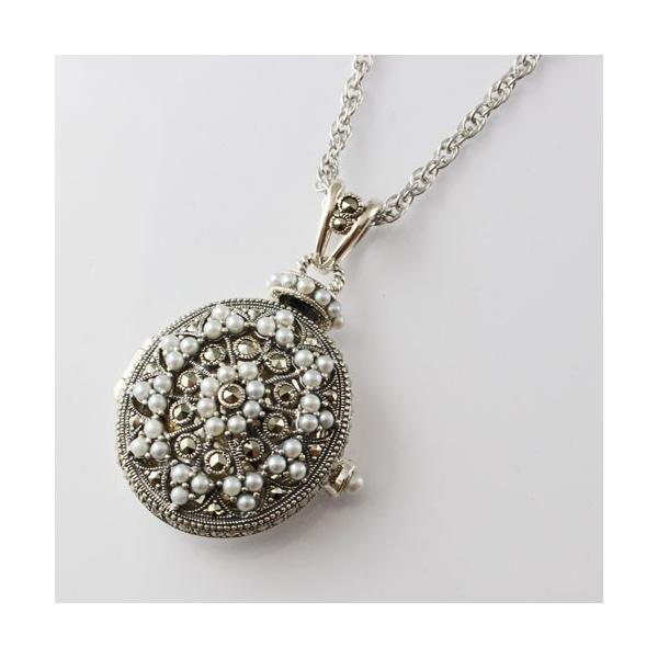 アンティーク　ロケットペンダント　ヴィクトリア Ptチェーン付 英国イギリス製1884年ヴィクトリアンアンティーク繊細彫刻