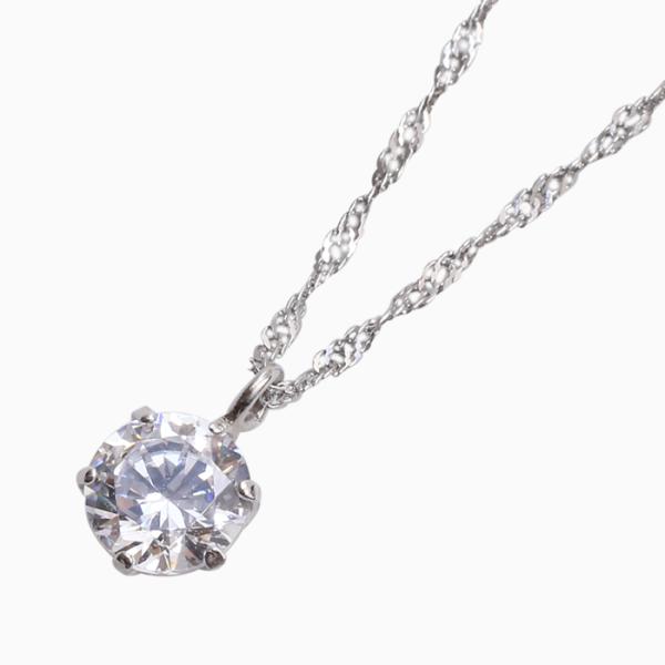 プラチナ キュービックジルコニア 0.5ct ペンダント Pt850 スクリュー ネックレス