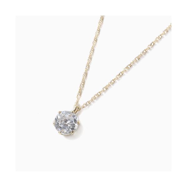 18金 ネックレス キュービックジルコニア 0.5ct ペンダント イエロー