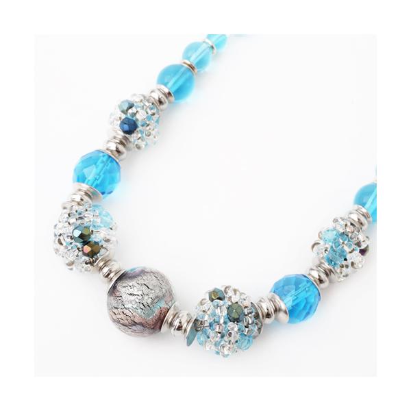 ベネチアンガラス ネックレス レディース イタリア製 ベネチアングラス ブルー 上品 CHIARA by INES