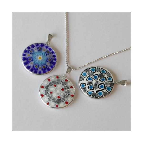 イタリア製 ベネチアンガラス ミレフィオリ ペンダント 26mm マルチ