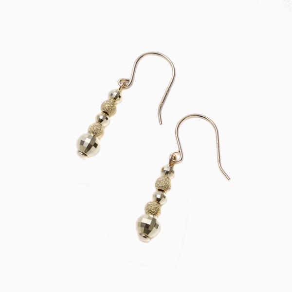 ピアス 18金 k18ピンクゴールド ロングピアス ミラーボール フックピアス ピアス K18金 ミラーボール ロング フック イエローゴールド