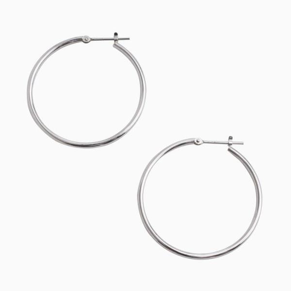 14KWG ホワイトゴールド フープピアス 2.0gワンタッチ キャッチレス