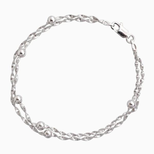 イタリア製 SV925 Silverシルバーロジウムメッキ仕上げ 2連ブレスレット ジュエリー アクセサリー シンプル 上品 男女兼用 レディース メンズ 爆買
