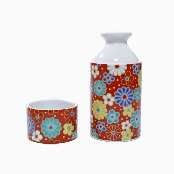 九谷焼 とっくり 北陸伝統工芸 レッド 赤 徳利 日本製 梅菊 お猪口