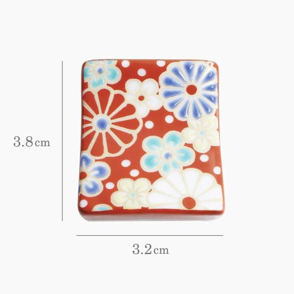 日本製 九谷焼 久谷焼 北陸伝統工芸 色絵 磁気 陶器 陶磁器 キッチン雑貨 日用品 カトラリー箸置き はしおき 梅菊 ウメキク ポーチ付 クリックポスト対応