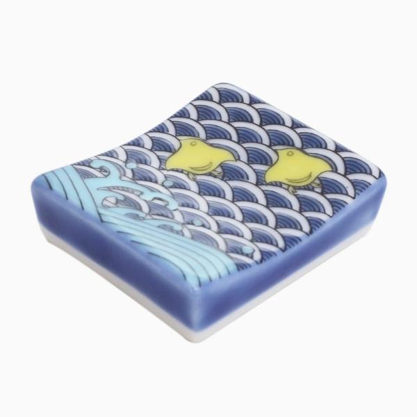 日本製 九谷焼 久谷焼 北陸伝統工芸 色絵 磁気 陶器 陶磁器 キッチン雑貨 日用品 カトラリーレスト 箸置き はしおき お洒落 芸術 ポーチ付 千鳥 birdバード 小鳥