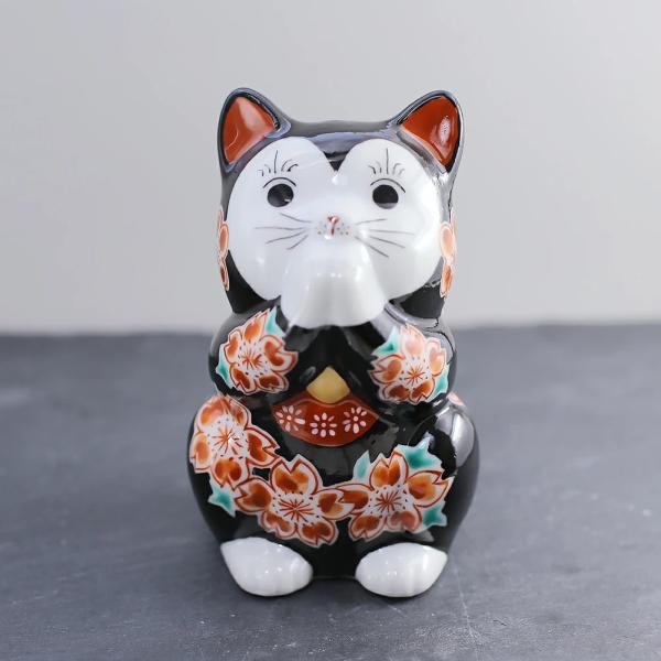 日本製 九谷焼 北陸伝統工芸 工芸品 招き猫/招猫 まねきねこ 3.8号 猫