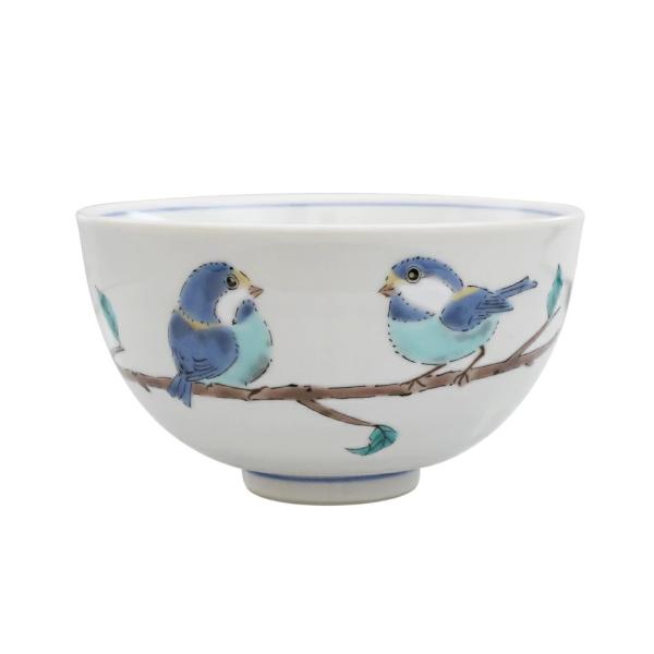 日本製 九谷焼 北陸伝統工芸 山雀 鳥 小鳥 お茶碗 飯碗 色絵千段飯碗 金沢 加賀 能美 陶器 磁器 和食器 食器 色絵 引出物 結婚祝い インテリア ステーショナリー