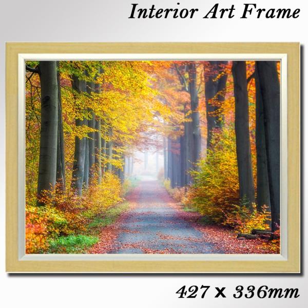 インテリア風景画 額付きアートパネル ベルギー 秋の美しい風景画 ベージュ Con Imedia