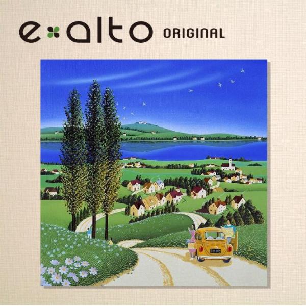 壁掛けアート アートパネル 風景画 イラストレーター 三本のポプラと丘からの景色 秋のドライブ 高橋宣孝 流行のアイテム