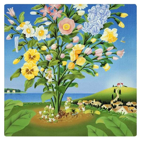 壁掛けアート アートパネル 風景画 イラストレーター 高橋宣孝 風景画イラスト 花 新作送料無料 海 小人 妖精 新芽 青空 丘