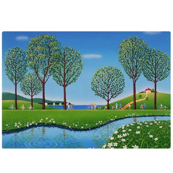 壁掛けアート アートパネル 風景画 イラストレーター 高橋宣孝 風景画 春のサイクリングを楽しむ親子のイラスト Buyee Buyee Japanese Proxy Service Buy From Japan Bot Online