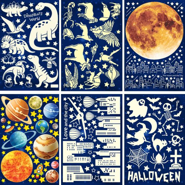 蓄光タイプのウォールステッカー。貼るだけで壁や窓、小物などをおしゃれにデザインできるウォールステッカーです。壁だけでなく、電気のスイッチや窓、トイレの壁、冷蔵庫などの家電、スマホ、鏡など平らな場所なら場所を選ばず貼ることができます。■シート...