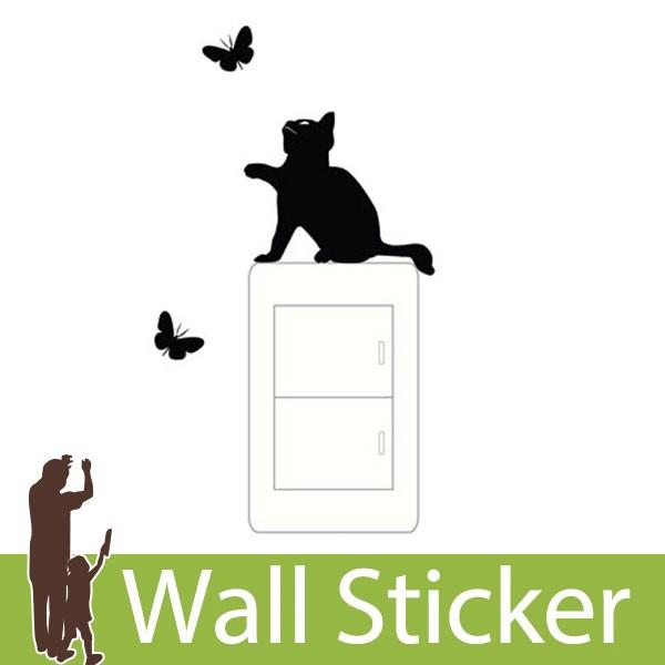 ウォールステッカー トイレ スイッチ コンセント 猫と蝶 転写タイプ 貼ってはがせる のりつき 壁紙シール ウォールシール 動物 Y3 Wch 157 ウォールステッカー本舗 通販 Yahoo ショッピング