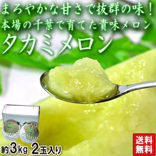 タカミメロン 青肉メロン 約3kg 2玉 千葉県産 濃厚な甘さと爽やかな風味！旬の味わいをお届け