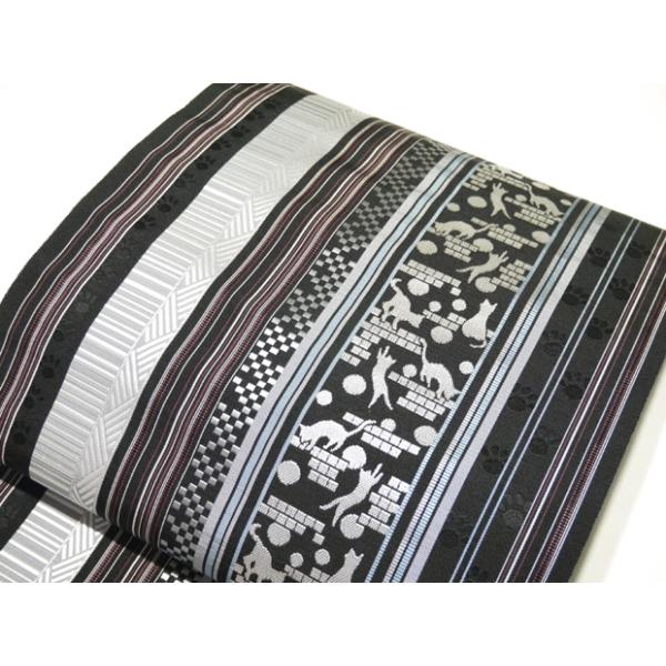 新品未仕立 博多帯 黒木織物 八寸名古屋帯 ねこ柄 黒地 仕立代込 Amazon.co.jp: 仕立済 博多帯 博多織 黒木織物 八寸名古屋帯