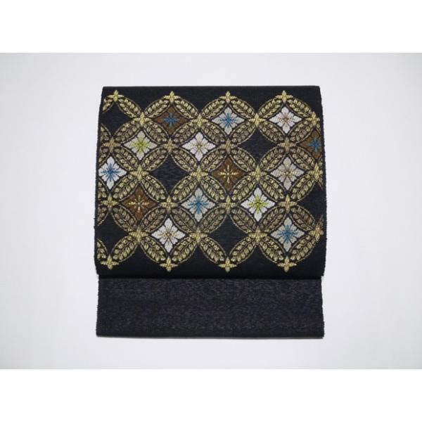 西陣織 帯匠丹波屋謹製 西陣帯 手織 九寸名古屋帯 柄名:吉祥藤七宝文  