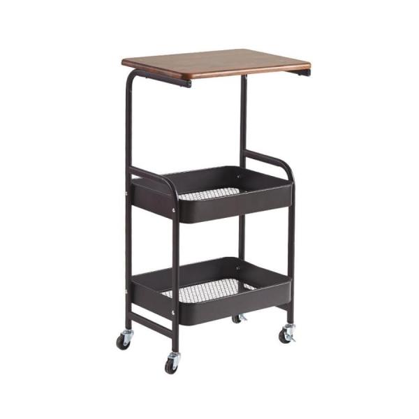 サイドテーブル ナイトテーブル キャスター付き ベッド横 移動式 3段 木天板タイプ 収納 小物 省スペース (ブラック)