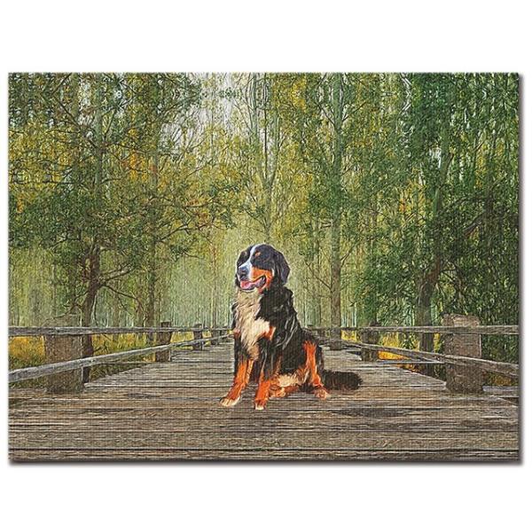 Forest Summer バーニーズマウンテンドッグ ｓサイズ ワンにゃんアートキャンバス 絵画 アートパネル 犬 森 緑 Apaproduction Fr