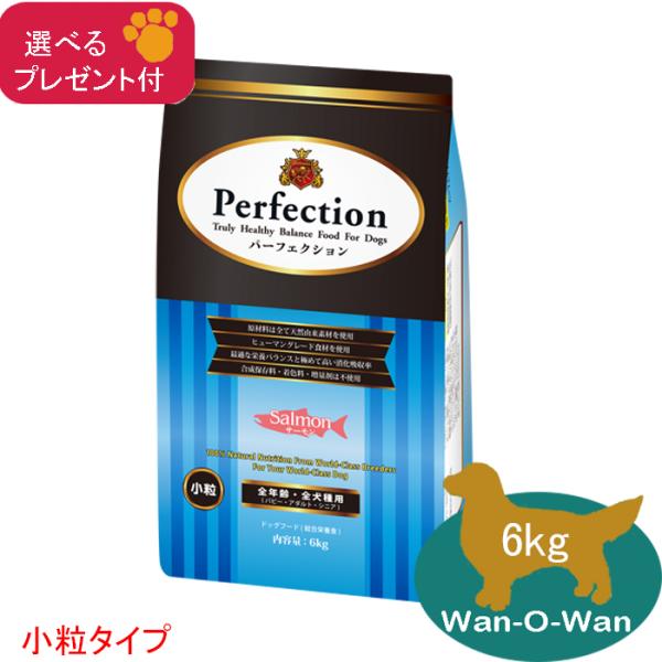 「11/2値上⇒14113円(税別)」パーフェクション ドッグフード サーモン(小粒) 6kg (全年齢用)「選べるプレゼント付」総合栄養食 パピー 子犬 シニア 成犬 高齢犬